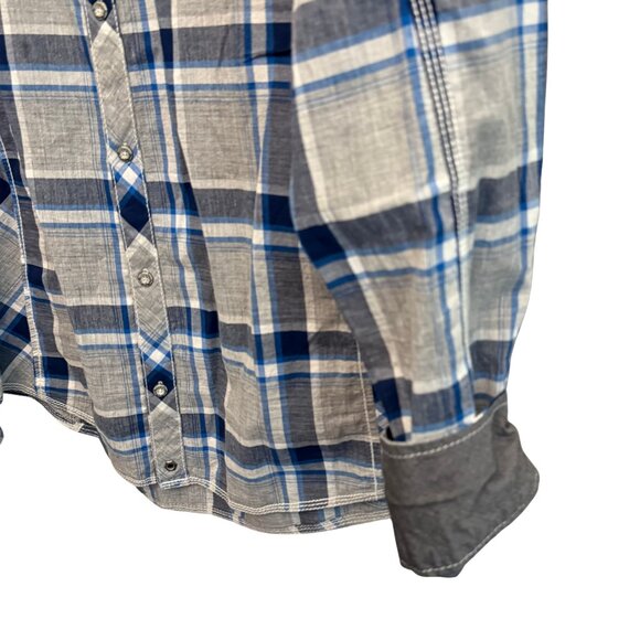Buckle Black Men's New Light Plaid Grey Button Down Shirt - Size Large - Picture 7 of 13
